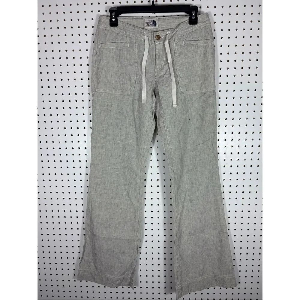 The North Face Women’s Larison Linen Blend Blue White Striped pants size 6